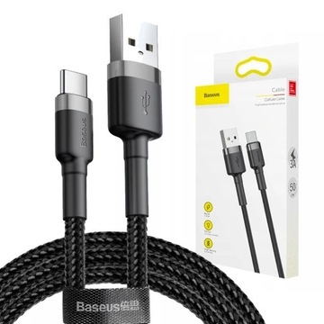 BASEUS MOCNY KABEL PRZEWÓD USB DO USB TYPU C SZYBKIE ŁADOWANIE QC 3A 0.5M