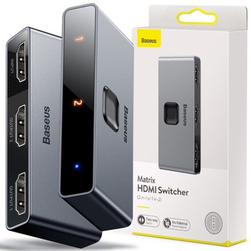 BASEUS DWUKIERUNKOWY SPLITTER SWITCHER ROZDZIELACZ 3x HDMI 4k@60Hz