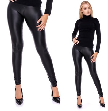 LEGINSY LATEX MATOWE eko skóra spodnie OCIEPLANE