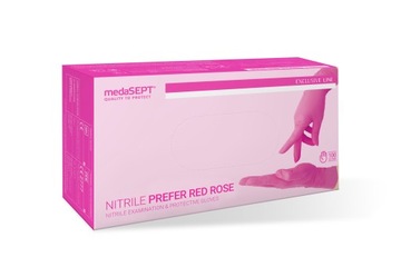 RĘKAWICZKI NITRYLOWE RED ROSE RĘKAWICE MEDASEPT MAGENTA S - 100 szt