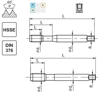Gwintownik maszynowy UNC 3/4-10 DIN 376-C -2B R40 HSEE 800 FANAR