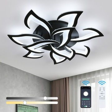 LAMPA SUFITOWA LED LAMPA WISZACA CZARNA ŚCIEMNIALNA PILOT APLIKACJA 84W 9500LM