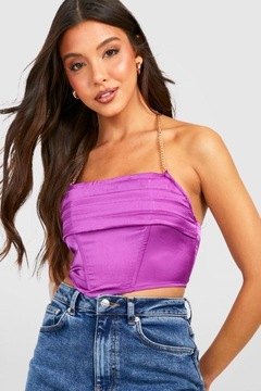 O002E26 Boohoo FIOLETOWY GORSET TOP KRÓTKI 42