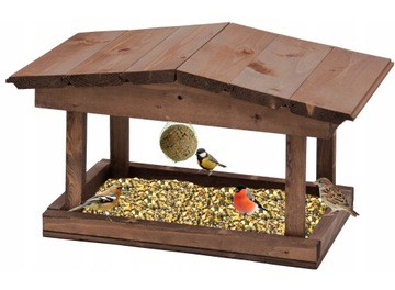 БОЛЬШАЯ ДЕРЕВЯННАЯ КОРМУШКА ДЛЯ КОРМОВЫХ ШАРИКОВ ЗЕРНА ДЛЯ ДИКИХ ПТИЦ XXL