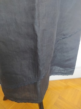 Rodier długa spódnica lniana z koronką 40
