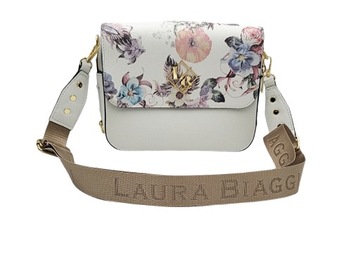 Torebka kuferek Lara Biaggi biała wzór kwiaty
