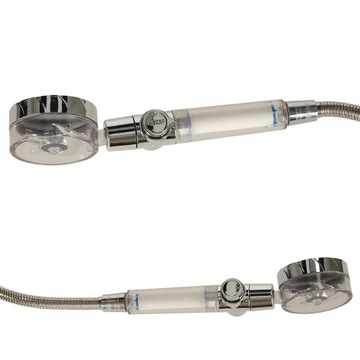 Серебряная душевая лейка с турбиной и шлангом