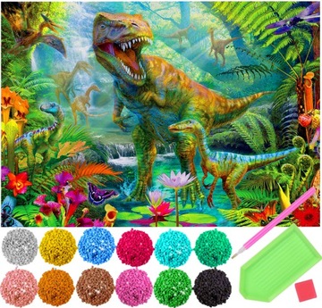 HAFT DIAMENTOWY DINOZAUR DIAMOND PAINTING 40x30 5D
