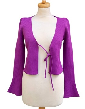 Sweter Fioletowy Prążkowany NOWY Pimark M 40 42 Wiązany