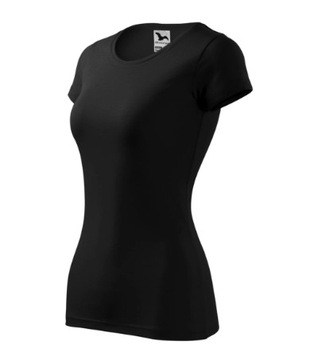 Elastyczna Koszulka Damska Bawełniana GLANCE Czarna Slim-Fit roz. S