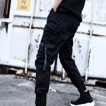 Men Cargo Pants Multi Pockets Hip Hop Drawstring J