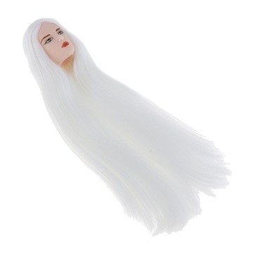 1/6 BJD męska rzeźba głowy lalki z białymi długimi włosami DIY