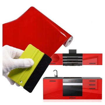 Folia Okleina Meblowa Samoprzylepna Blaty Kuchnia Czerwony Błysk 122X200