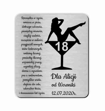 Tabliczka dedykacja do książki na Urodziny 18-tka