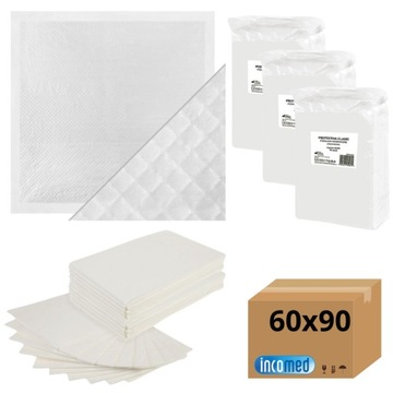 Podkłady chłonne JEDNORAZOWE BIAŁE mocne 60x90cm HIGIENICZNE incomed 90szt.