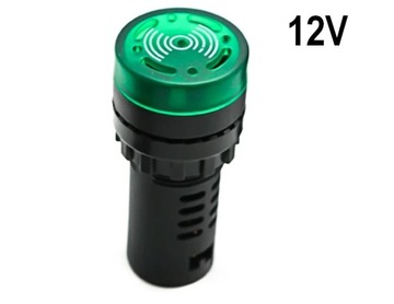 Lampka kontrolna LED buzer brzęczyk 12V sygnalizator dźwiękowy 22mm