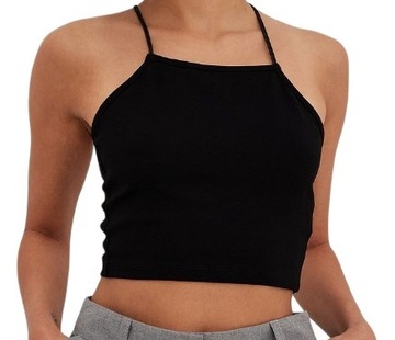 ZARA CZARNY TOP RAMIĄCZKA SPAGHETTI Z TYŁU BEZ PLECÓW r. S