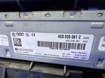 AUDI A4 B8 A5 8T A6 A7 C7 Q5 Q7 TUNER AUTORÁDIO 4G0035061C