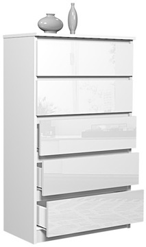 KOMODA BIAŁY POŁYSK YORK 70 5 SZUFLAD