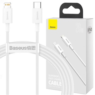 BASEUS KABEL USB-C SZYBKIE ŁADOWANIE DO LIGHTNING IPHONE 12 13 14 PD 20W