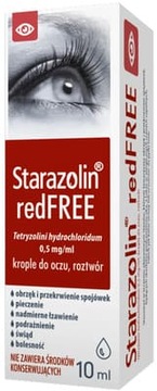 STARAZOLIN REDFREE, 0,5 MG/ML, KROPLE DO OCZU, NA PODRAŻNIENIE, 10 ML
