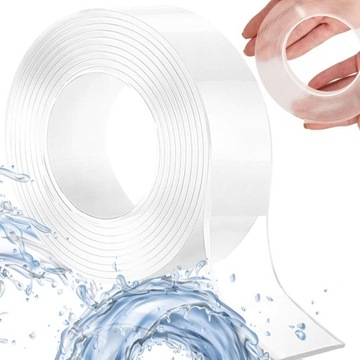 ДВУХСТОРОННЯЯ НАНОЛЕНТА, МНОГОКРАТНАЯ, ПРОЧНАЯ, ВОДОНЕПРОНИЦАЕМАЯ, ПРОЗРАЧНАЯ