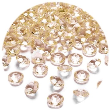 DIAMENTY kryształki wesele 12 mm złote 100 szt