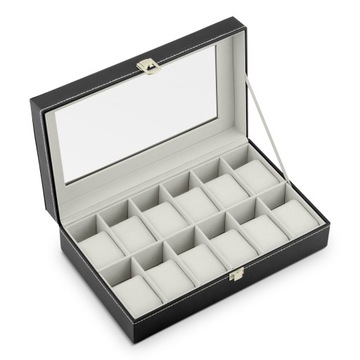 PUDEŁKO NA ZEGARKI SZKATUŁKA ORGANIZER ETUI na 12 SZT. ELEGANCKIE ORGANIZER