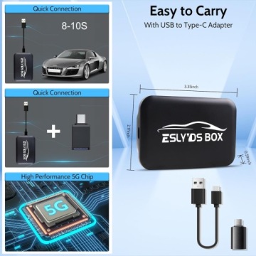 2023 ESLYYDS 4 в 1, беспроводной адаптер CarPlay и Android Auto, 7C2