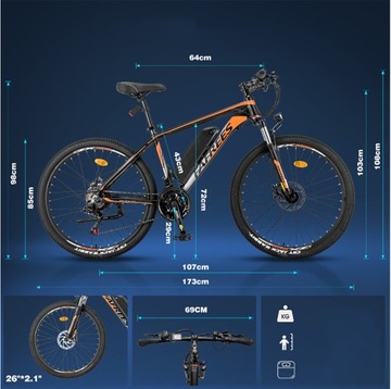 Rower elektryczny Górski FAFREES 13Ah 100km Męski/Damski Dla Dorosłych