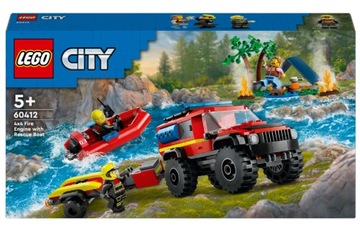 KLOCKI LEGO CITY TERENOWY WÓZ STRAŻACKI Z ŁODZIĄ RATUNKOWĄ 301 ELEMENTÓW