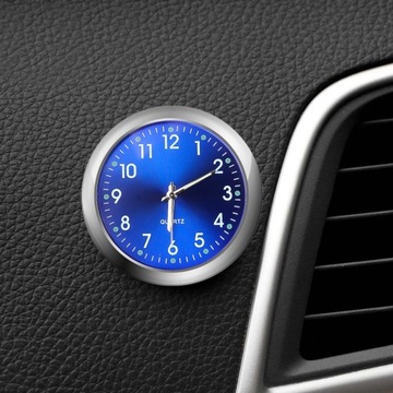 Zegarek Samochodowy Dekoracjny QUARTZ Analogowy do Auta - Niebieski Blue PL