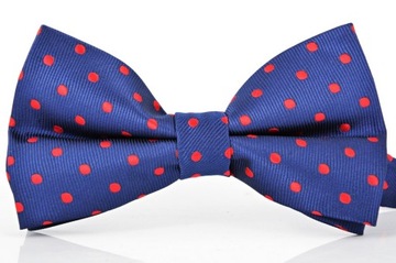 ELEGANCKA GRANATOWA MUSZKA Męska CZERWONA KROPKI