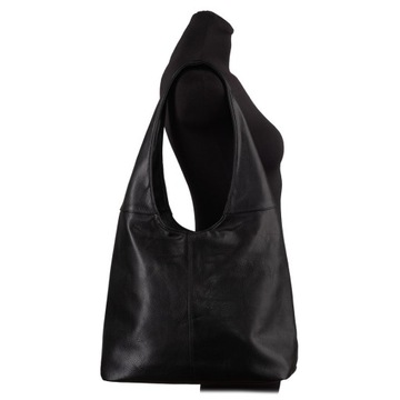 czarna torebka torba worek skórzana klasyczna torebka shopper bag