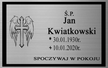 TABLICA NAGROBNA TABLICZKA NA GRÓB SKRZYDŁA STAL
