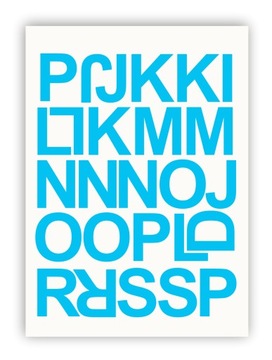 Голубой Алфавит и цифры 50мм самоклеящаяся