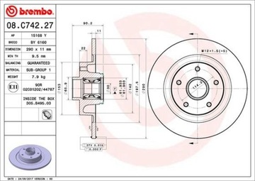 BREMBO TARCZE TYŁ RENAULT MEGANE MK4 TALISMAN