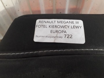 RENAULT MEGANE III SEDADLO ŘIDIČE LEVÝ EVROPA