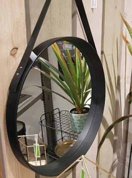 Lustro ścienne Loft Czarna Rama koło 51x51cm