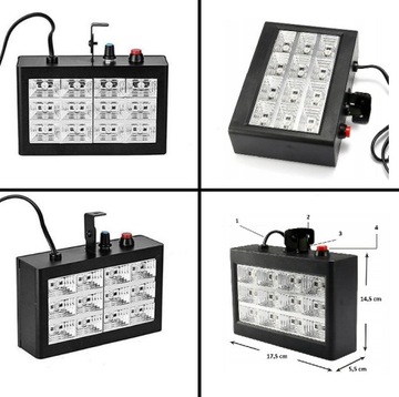 ЦВЕТНОЙ СТРОБЕСКОП DISCO RGB СВЕТ ДИСКОТЕЧНЫЙ 12 СВЕТОДИОДНЫХ ЗВУКОВЫХ ДАТЧИКОВ
