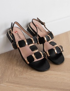 САНДАЛИИ ЖЕНСКИЕ, ЧЕРНЫЕ ЛЕГКИЕ КОЖАНЫЕ ШЛЕПАНЦЫ НА КАБЛУКЕ 39