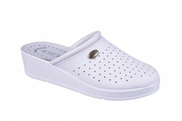 SKÓRZANE KLAPKI ZDROWOTNE SANITAL FLEX BIAŁE 41
