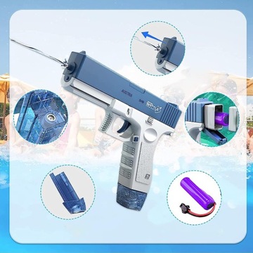 АВТОМАТИЧЕСКИЙ ЭЛЕКТРИЧЕСКИЙ ВОДЯНОЙ ПИСТОЛЕТ GLOCK С ДВУМЯ МАГАЗИНАМИ