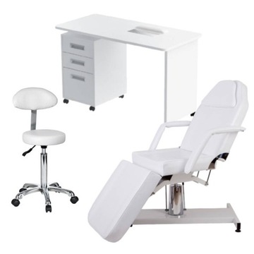 Fotel kosmetyczny Fiord+Biurko manicure+Taboret TF