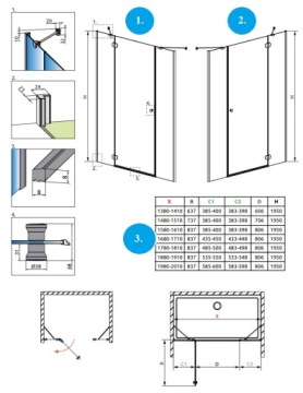 Drzwi prysznicowe Torrenta DWJS 170x195 RADAWAY