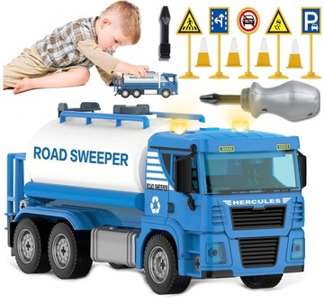 Zestaw Mechanika Ciężarówka do Skręcania i Rozkręcania Dźwięk Światło Napęd