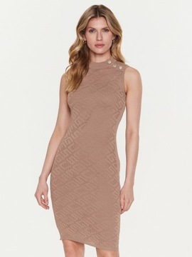 GUESS Sukienka dzianinowa Paula W3GK62 Z36O0 Beżowy Slim Fit