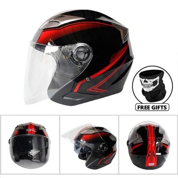 Kask motocyklowy Half Face Double Lens Cool Casco Moto Four Seasons Men