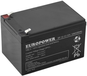 AKUMULATOR BATERIA AGM VRLA EUROPOWER EP EP12-12 12V 12AH EP12 T2 F2 UPS
