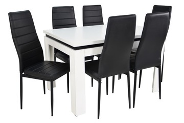 Zestaw do salonu jadalni Biały stół i 6 krzeseł